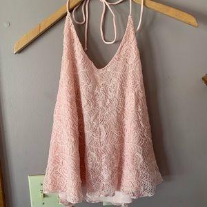 Light pink, lace, halter top